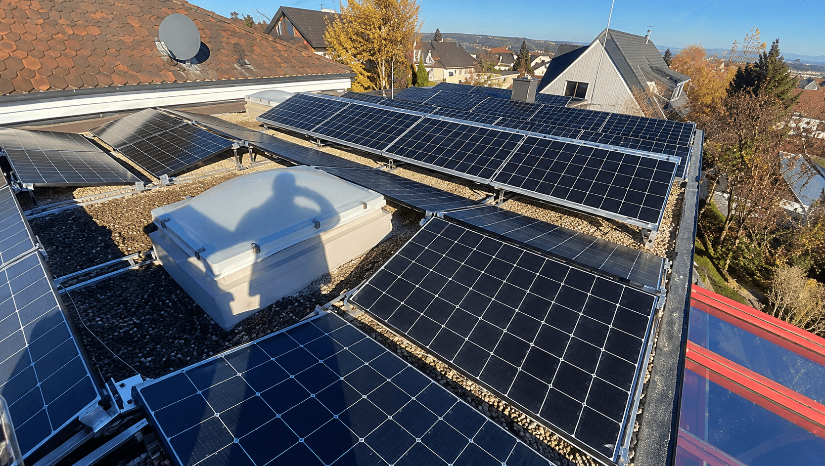 Photovoltaic installation on a roof in Witterswil SO