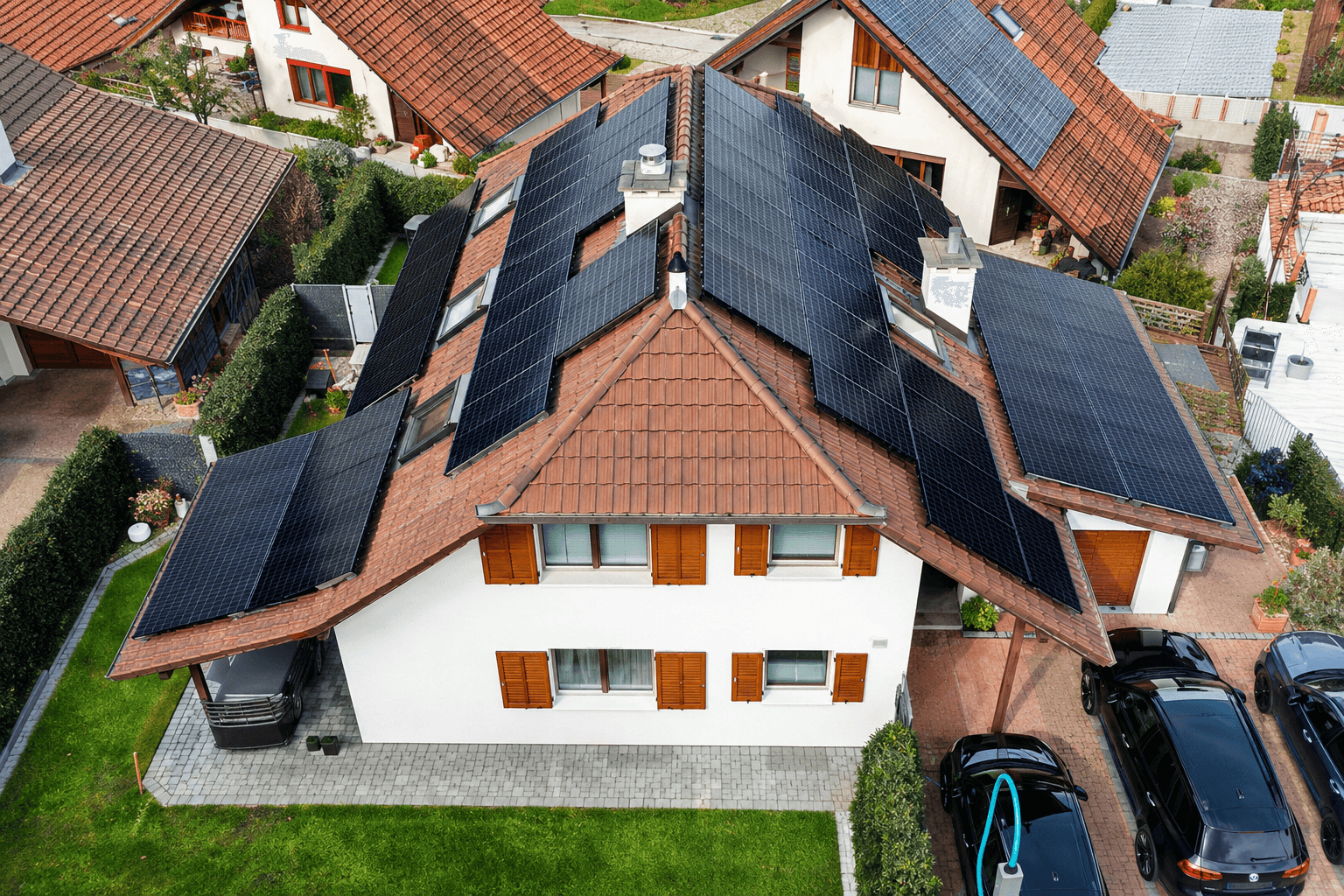 Aerial view of photovoltaic installation in Möhlin AG