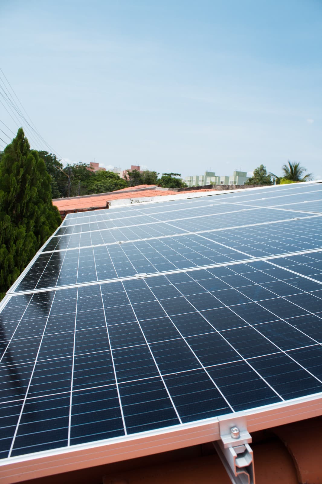 Solar panel installation on a residential roof